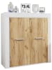 VCM  Holz Kommode Sideboard Anrichte Usilo 2 Drehtüren in Weiß / Honig-Eiche