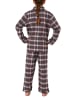 NORMANN Flanell Pyjama langarm Schlafanzug Karo Knopfleiste - 70120 in grau