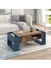 ABRIHOME Couchtisch in Anthrazit Holzoptik mit 1 Schublade und 2 Staufächern Doppelseitig