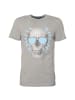 Roberto Geissini Stitched Skull T-Shirt Grau Blau