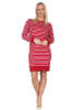 NORMANN Interlock Nachthemd langarm Streifenoptik - 87704 in rot