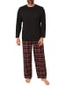 NORMANN Schlafanzug lang Pyjama FlanellHose Karo - 88221 in schwarz