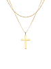 KUZZOI Halskette 925 Sterling Silber Kreuz in Gold