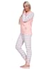 NORMANN geringelte Frottee Schlafanzug langarm Pyjama Eiskristall - 75055 in rosa