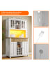 ABRIHOME 180cm Küchenschrank Buffetschrank mit LED-Beleuchtung in Weiß/Holzfarbene