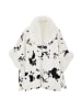 fraully Damen Poncho in Wollweiss Schwarz
