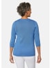 GOLDNER Rundhalspullover Sommerlicher Strickpullover mit Ajourmuster in jeansblau