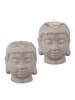 relaxdays 2 x Buddha Teelichthalter in Grau