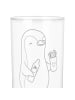 Mr. & Mrs. Panda Wasserglas Pinguin Pommes mit Spruch in Transparent