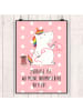 Mr. & Mrs. Panda Bild Einhorn Näherin mit Spruch in Rot Pastell