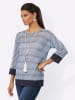creation L 3/4 Arm-Pullover in hellblau-mittelblau-gemustert