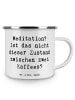 Mr. & Mrs. Panda Emaillebecher Spruch Innere Ruhe Kaffee mit Spruch in Weiß