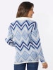 Sieh an! Troyer-Pullover in ecru-himmelblau-gemustert