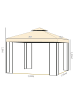 Outsunny Pavillon L300 x B300 x H272 cm Beige + Schwarz