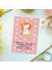 Mr. & Mrs. Panda Ansichtskarte Einhorn Prinzessin mit Spruch in Rot Pastell