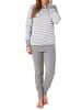 NORMANN Pyjama langarm Schlafanzug Bündchen Streifen - 69564 in grau