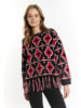 IZIA Damen Pullover in Schwarz Weiss Rot