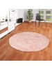 Pergamon Luxus Super Soft Fellteppich Aspen Rund Meliert in Rosa