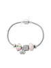 faina Women Snake Chain Bracelet With Charms in Silver Rose