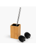 relaxdays WC Bürste in Natur/ Silber - (B)9,5 x (H)37 x (T)9,5 cm