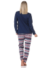 NORMANN Normann Damen langarm Schlafanzug Pyjama in wunderschöner Optik - 88767 in navy