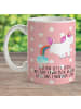 Mr. & Mrs. Panda Tasse Einhorn Pupsen mit Spruch in Rot Pastell