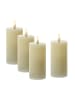 MARELIDA 4x LED Kerze LINA Rustik-Optik Echwachs H: 12,5cm in creme