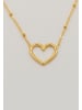 enflame Halskette mit Herz Anhänger Feine Edelstahl Ankerkette in Gold