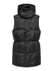 ONLY Lange Puffer Weste Wattierte Stepp Jacke ohne Ärmel Kapuze ONLDEMY in Schwarz