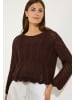 More & More kurzer, kastiger Lochstrickpullover, 3/4 Arm in chocolate
