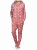 NORMANN Jumpsuit Schlafanzug Overall Coralfleece Tupfen Punkte - 76727 in rosa