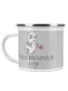 Mr. & Mrs. Panda Camping Emaille Tasse Bester Bräutigam mit Spruch in Heather Grey