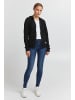 Oxmo Kapuzensweatjacke OXLova 21950050-ME Gerippte Kapuzensweatjacke in Schwarz