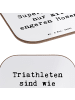 Mr. & Mrs. Panda Bierdeckel Spruch Triathlon Superheld mit Spruch in Weiß