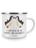 Mr. & Mrs. Panda Camping Emaille Tasse 13. Hochzeitstag Veilchen... in Weiß