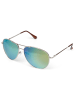 styleBREAKER Piloten Sonnenbrille in Silber / Blau-Grün
