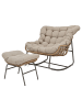 home24 home24 Gartensessel with footstool aus pulverbeschichtetem Stahl & Polyrattan - 118 x 87 x 110 cm in Beige