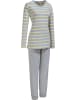 Erwin Müller Single-Jersey Schlafanzug in hellgrau meliert/gelb