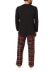NORMANN Schlafanzug lang Pyjama FlanellHose Karo - 88222 in schwarz