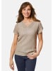 GOLDNER Pullover aus Bändchengarn mit Ajour in sand