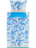 Bassetti Fein Satin Kissenbezug Ibiscus Tattoo in blau