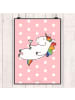 Mr. & Mrs. Panda Plakat Einhorn Blümchentail ohne Spruch in Rot Pastell