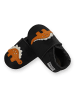 Mejale Schwarze Babyleder-Kleinkindschuhe, rutschfeste Sohle - Triceratops-Muster