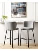 Beliani 2er-Set Barhocker MINA in Grau/Schwarz