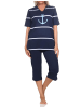 NORMANN Kurzarm Pyjama Schlafanzug Shorty Maritimer Look - 85117 in marine