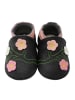 Yalion Baby-Lederlaufschuhe mit rutschfester Sohle – schwarz mit Blumenmuster