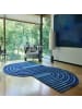 KADIMA DESIGN Teppich aus Wolle mit geometrischem S-förmigem Design in Blau