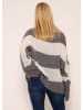 SASSYCLASSY Oversize Strick-Pullover in Weiß, Grau