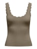 JACQUELINE de YONG Gerippter Stricktop mit Muschelsaum in Olive