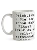 Mr. & Mrs. Panda Kaffeetasse Spruch Detektivin Rätsel mit Spruch in Weiß